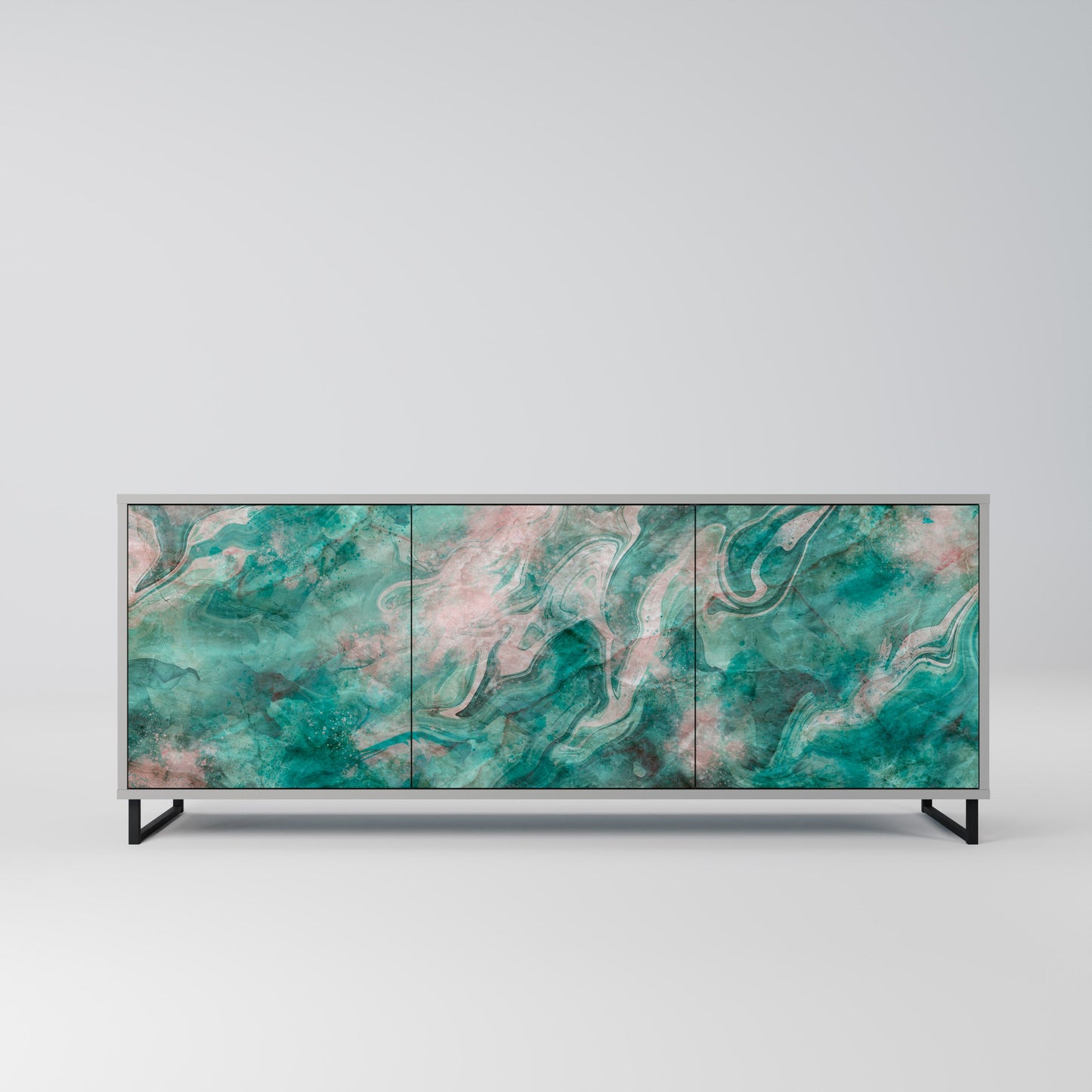 ABSTRACT ALCHEMY 3-Door Sideboard in Grey Finish