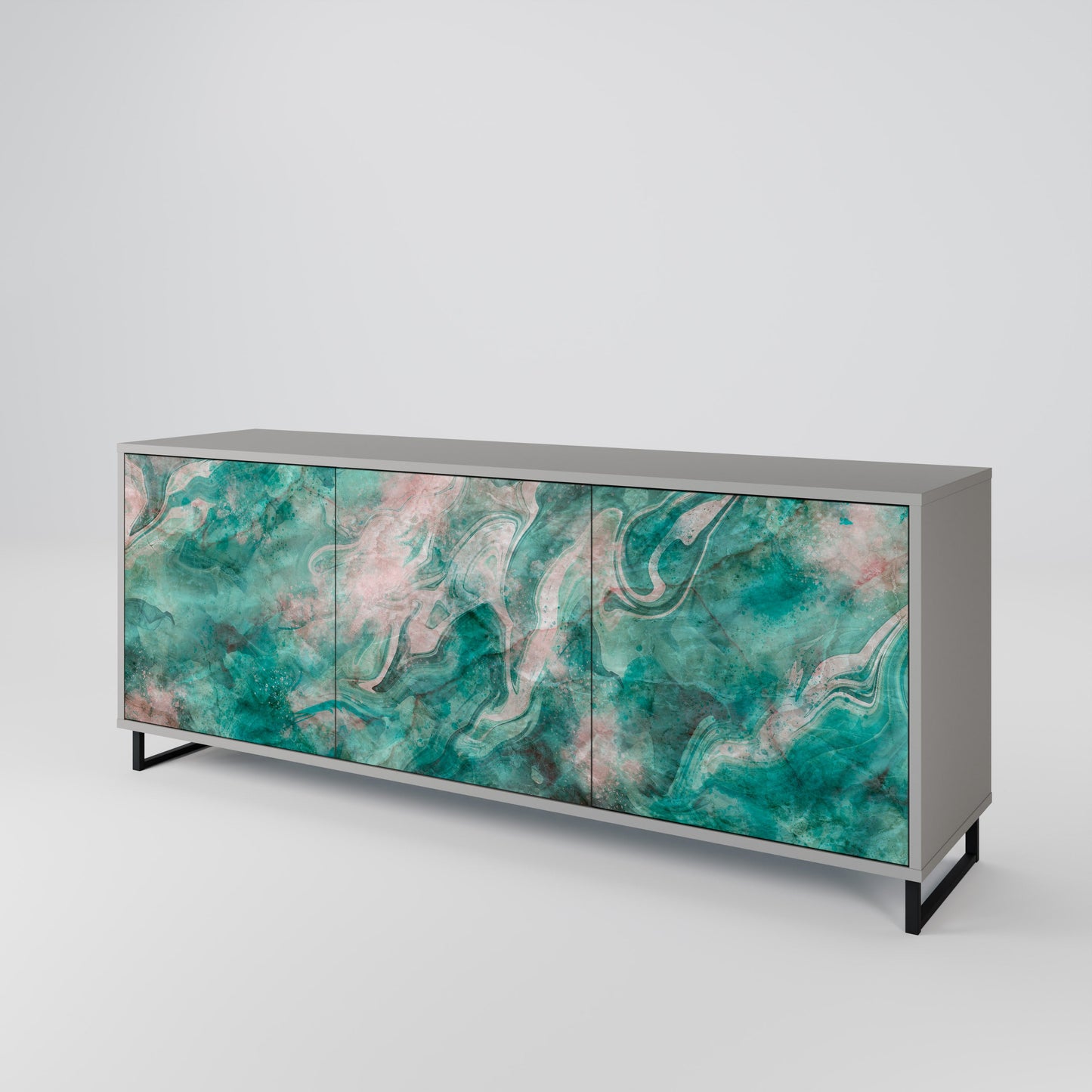 ABSTRACT ALCHEMY 3-Door Sideboard in Grey Finish