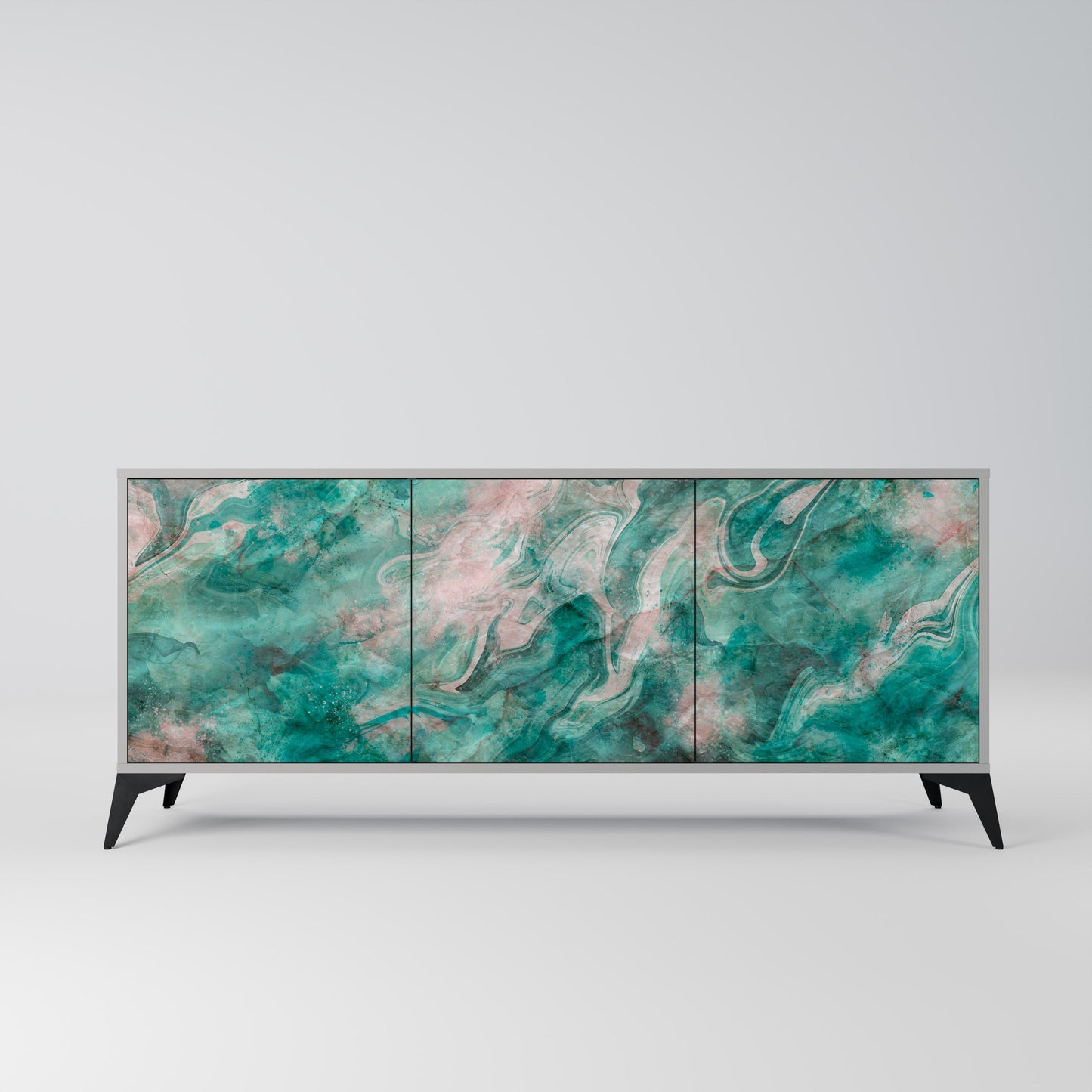 ABSTRACT ALCHEMY 3-Door Sideboard in Grey Finish