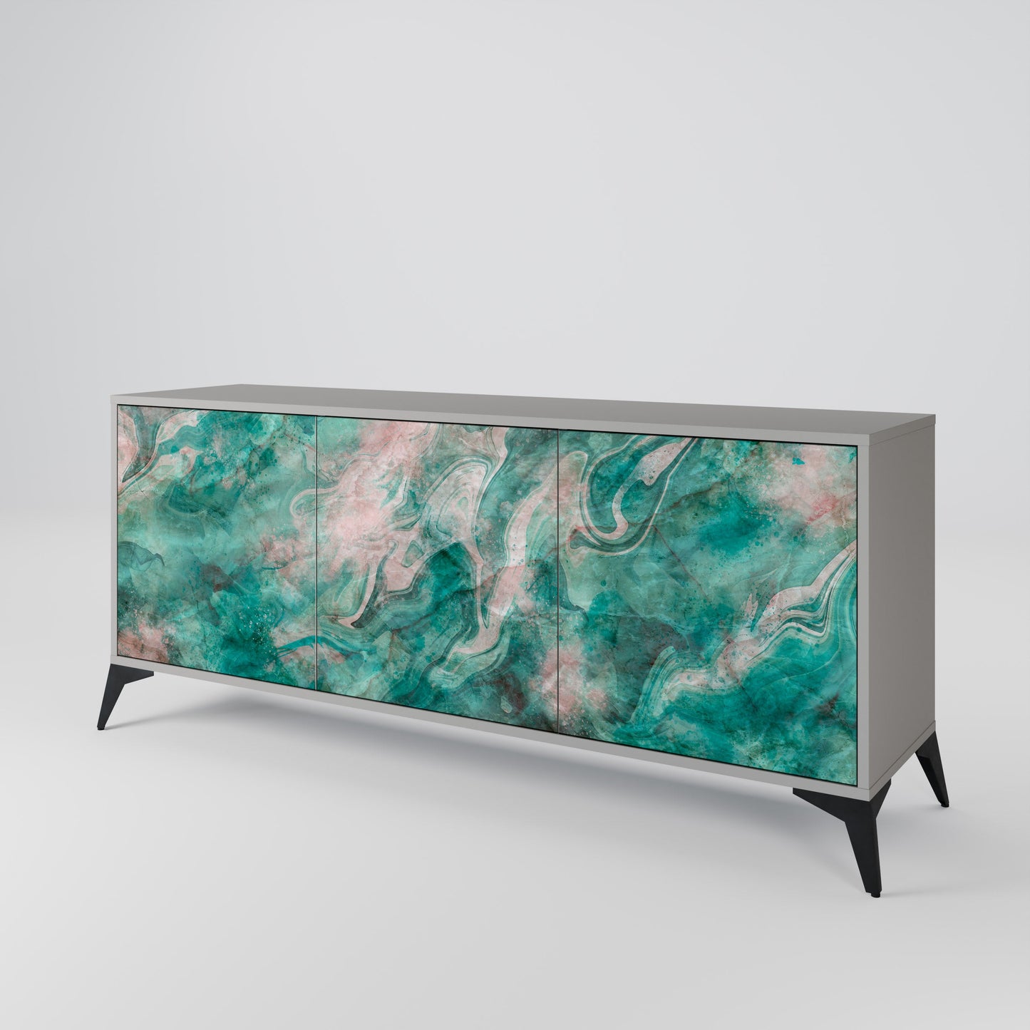 ABSTRACT ALCHEMY 3-Door Sideboard in Grey Finish