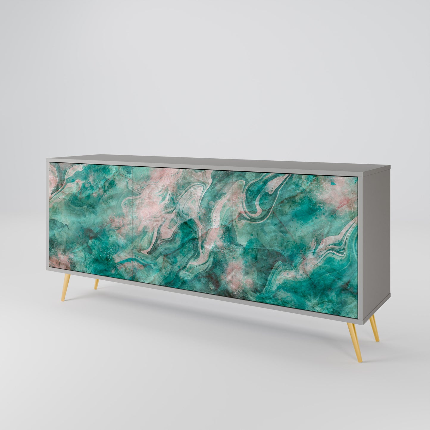 ABSTRACT ALCHEMY 3-Door Sideboard in Grey Finish