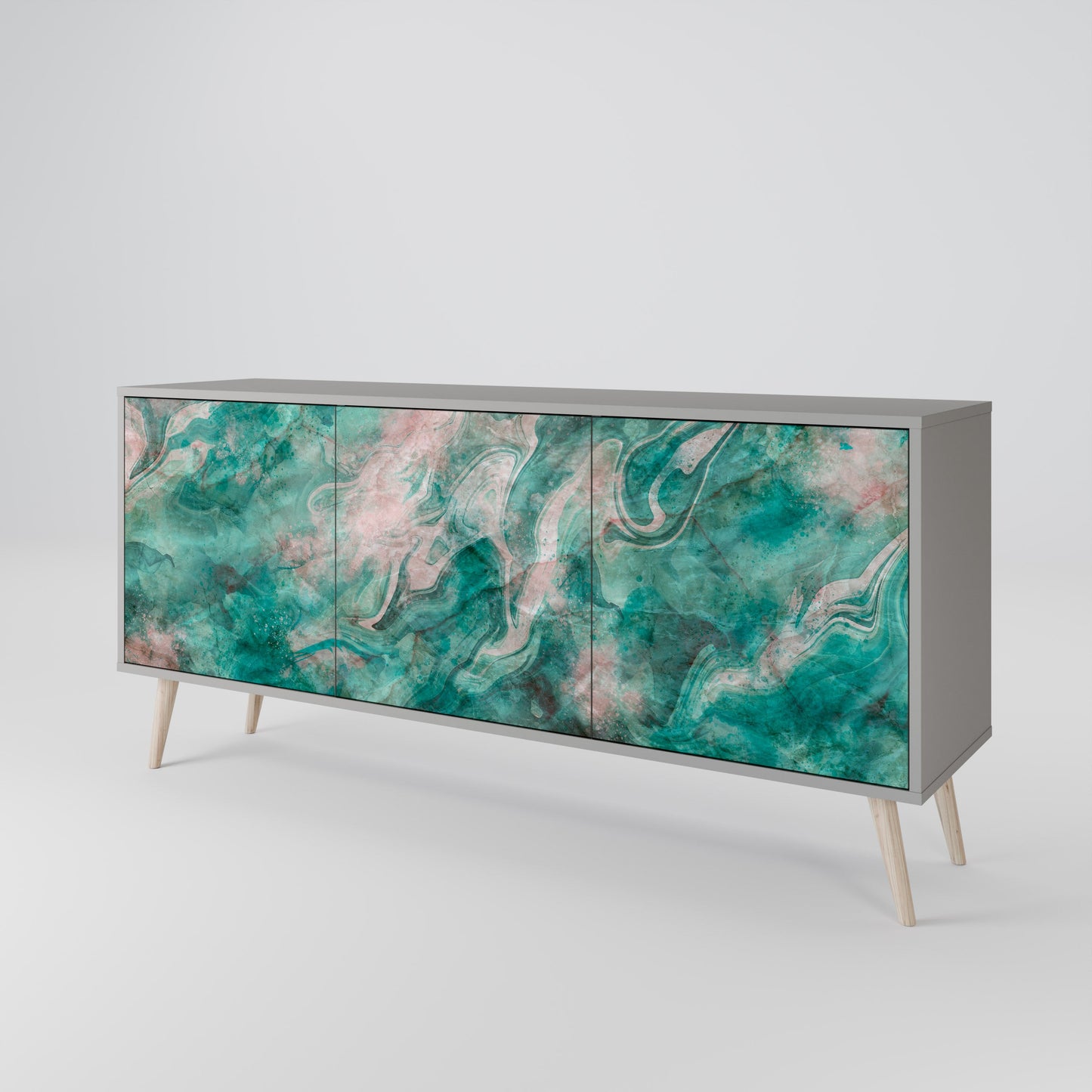 ABSTRACT ALCHEMY 3-Door Sideboard in Grey Finish