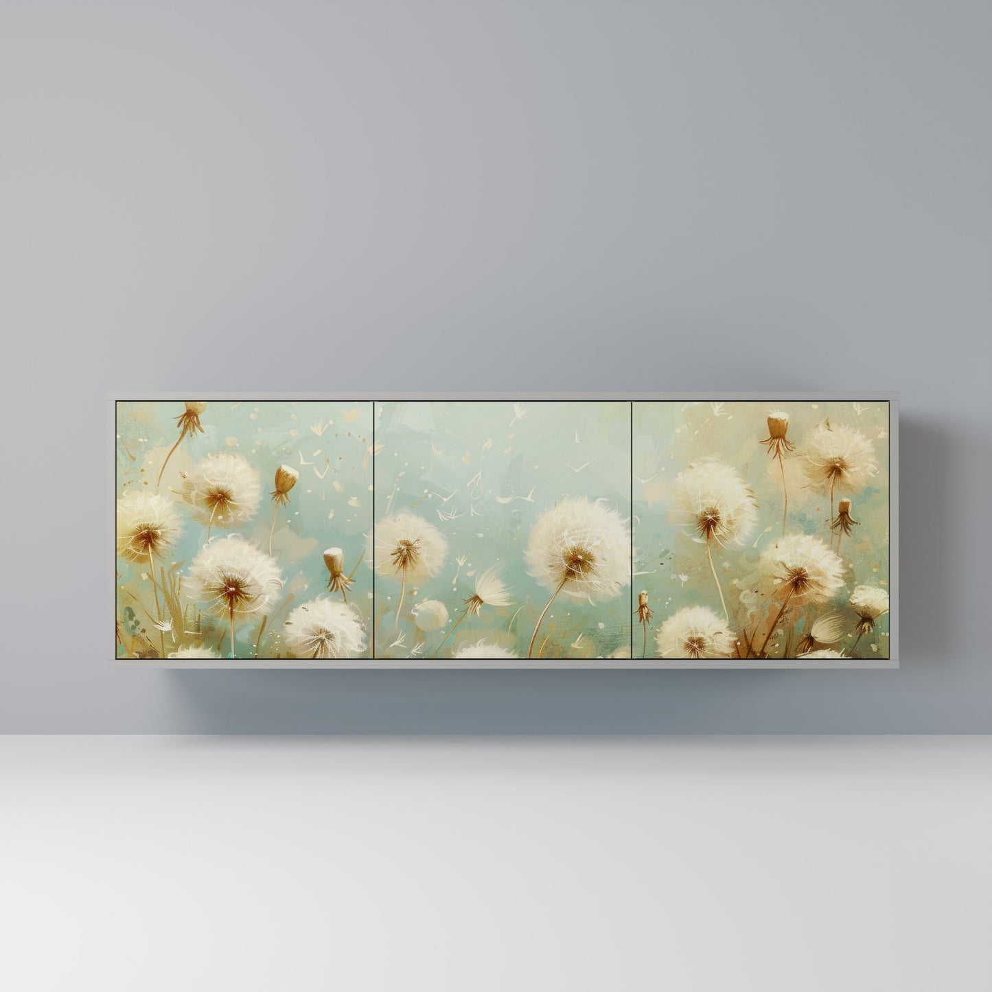 DREAMY MEADOW 3-Door Sideboard in Grey Finish