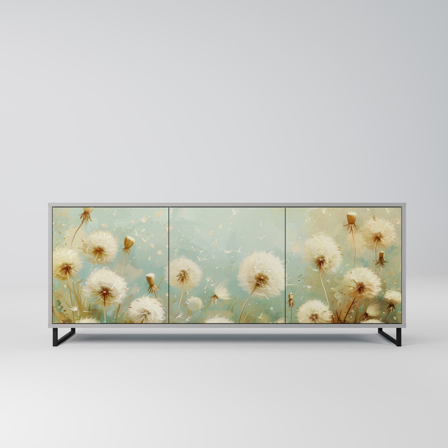 DREAMY MEADOW 3-Door Sideboard in Grey Finish