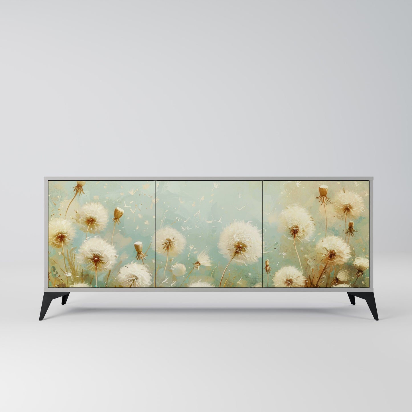 DREAMY MEADOW 3-Door Sideboard in Grey Finish