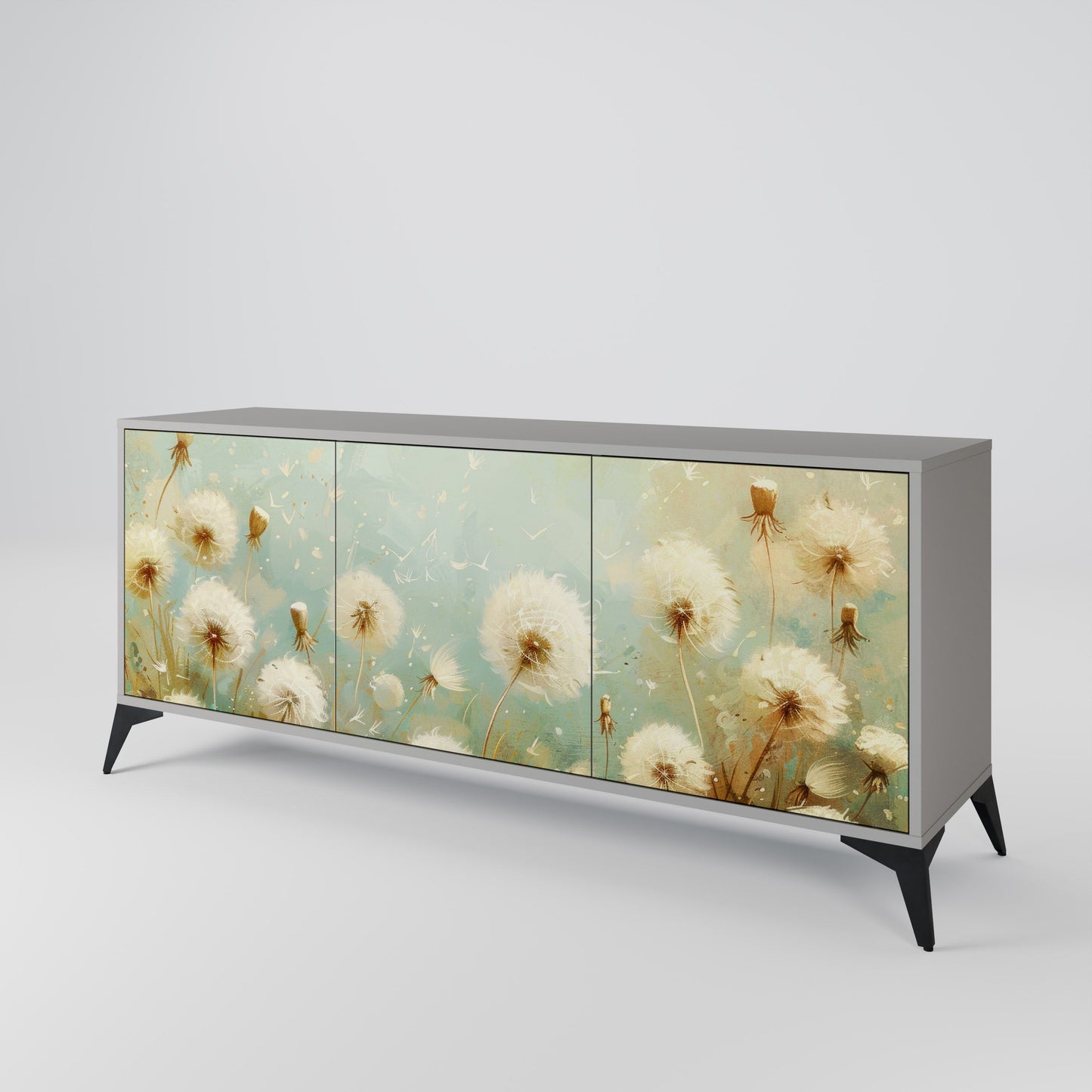 DREAMY MEADOW 3-Door Sideboard in Grey Finish
