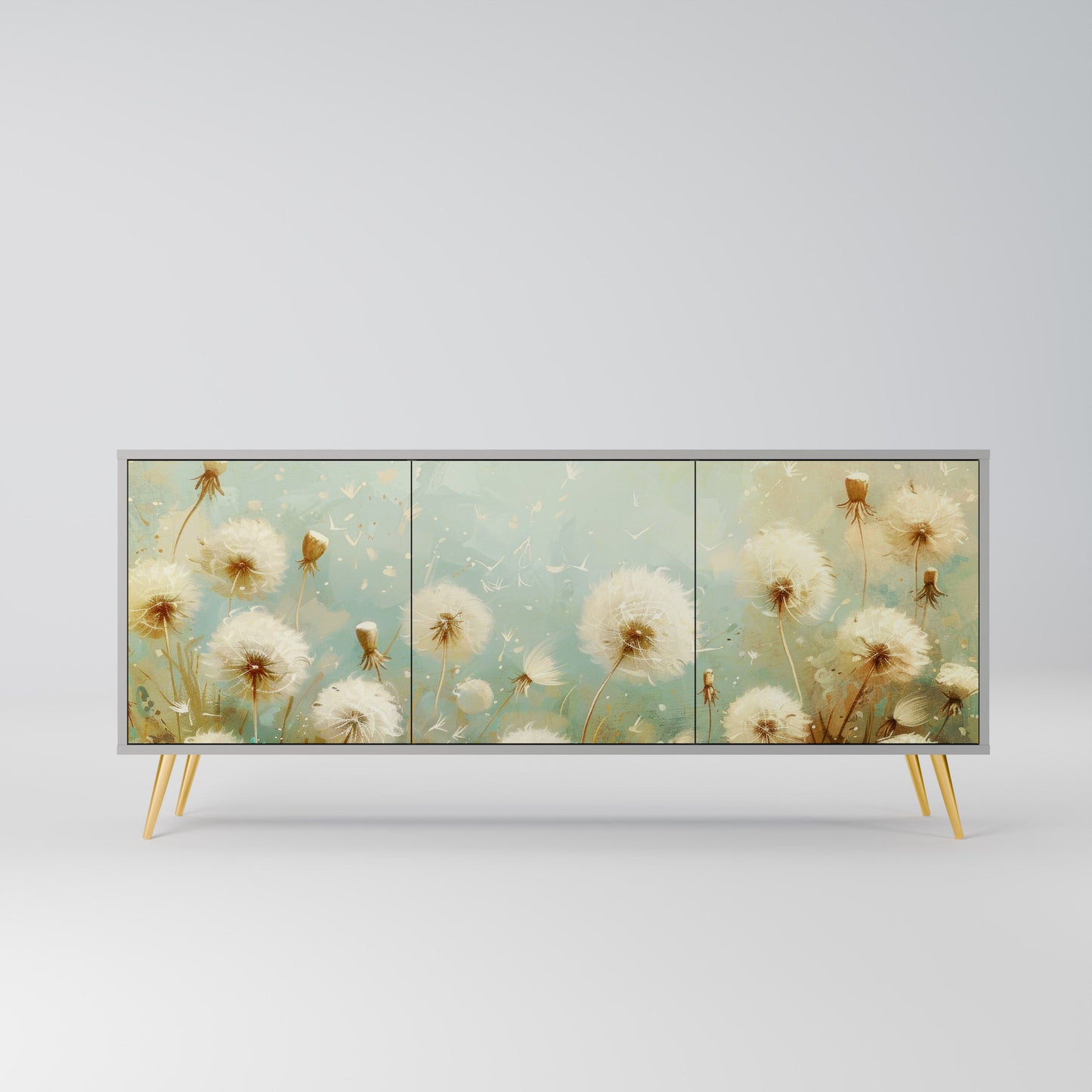 DREAMY MEADOW 3-Door Sideboard in Grey Finish