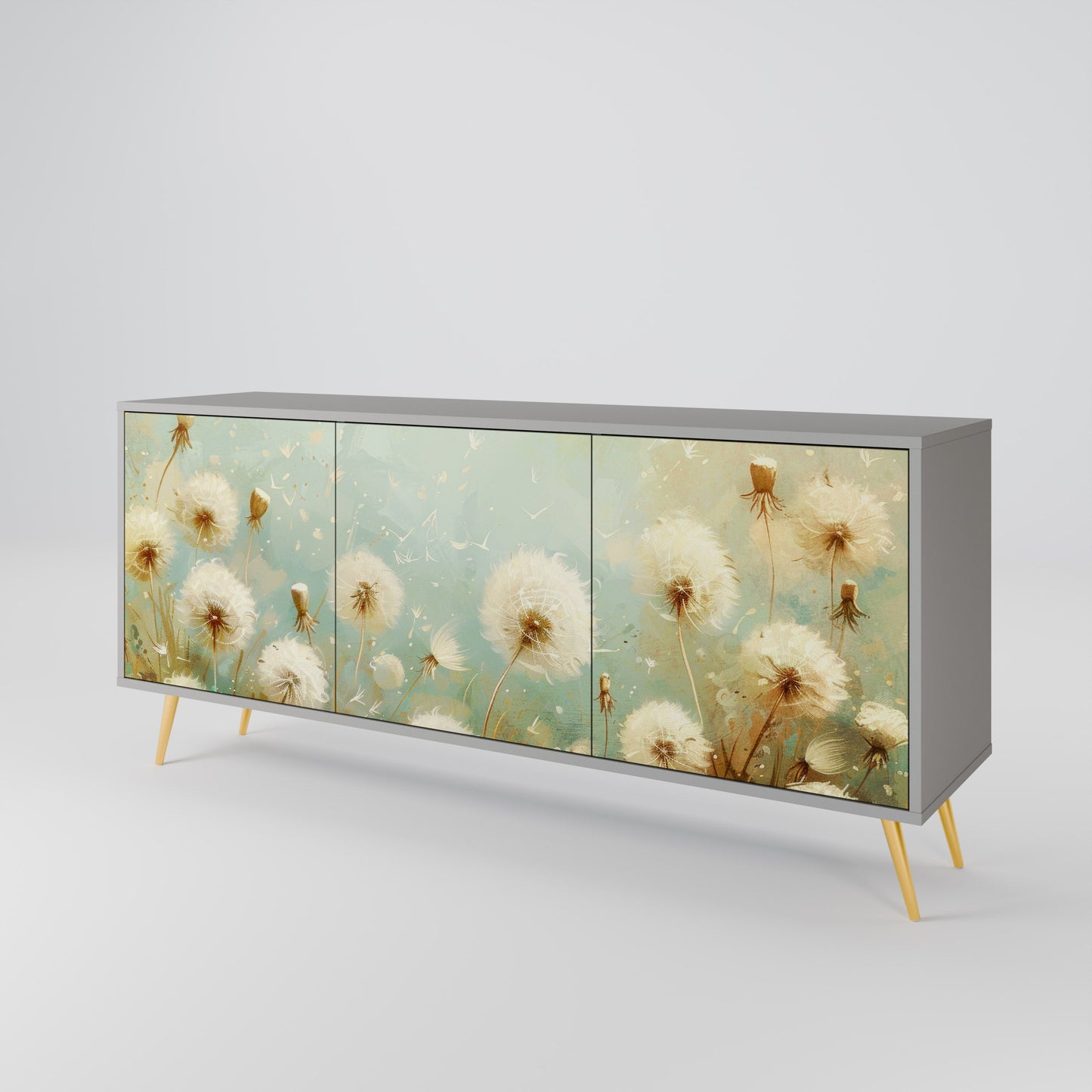 DREAMY MEADOW 3-Door Sideboard in Grey Finish
