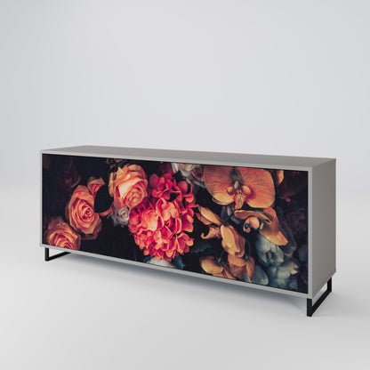 NEVERENDING BLOOM 3-Door Sideboard in Grey Finish