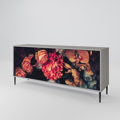 NEVERENDING BLOOM 3-Door Sideboard in Grey Finish