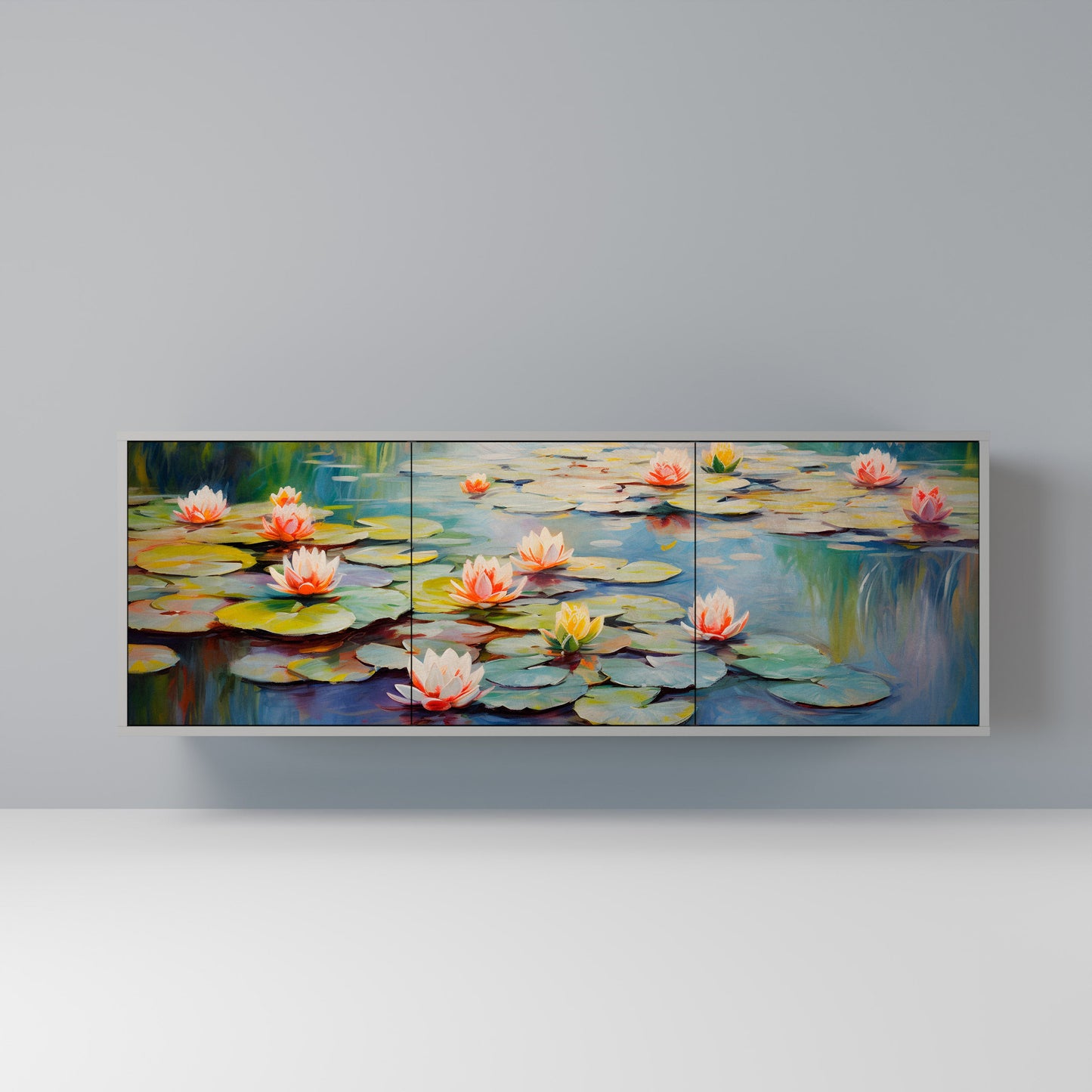 BLOOMING WATERS 3-Door Sideboard in Grey Finish