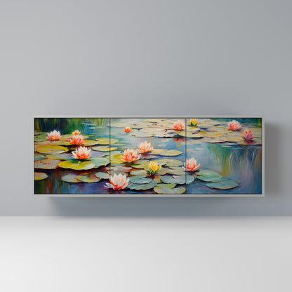 BLOOMING WATERS 3-Door Sideboard in Grey Finish