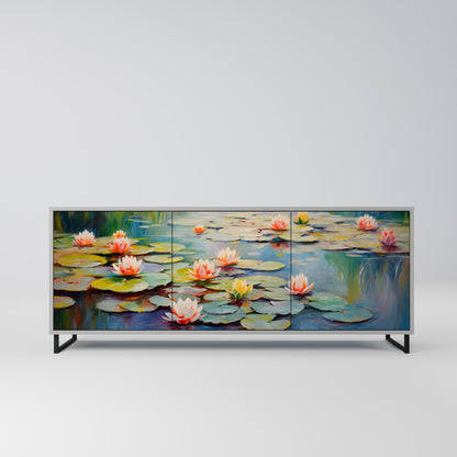 BLOOMING WATERS 3-Door Sideboard in Grey Finish