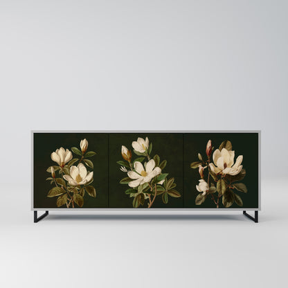 FLORAL NOIR 3-Door Sideboard in Grey Finish