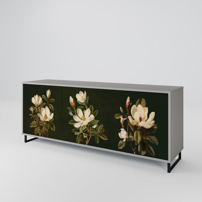 FLORAL NOIR 3-Door Sideboard in Grey Finish