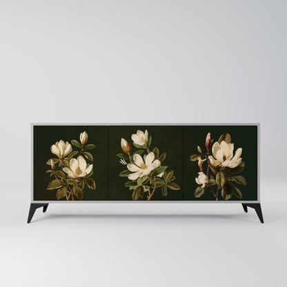 FLORAL NOIR 3-Door Sideboard in Grey Finish