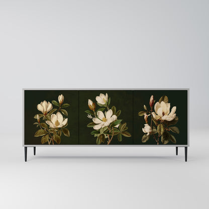 FLORAL NOIR 3-Door Sideboard in Grey Finish
