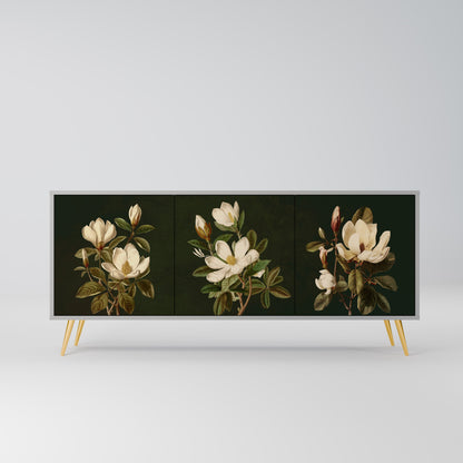 FLORAL NOIR 3-Door Sideboard in Grey Finish