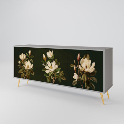 FLORAL NOIR 3-Door Sideboard in Grey Finish