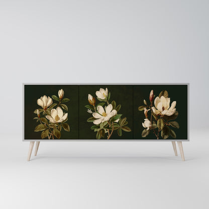 FLORAL NOIR 3-Door Sideboard in Grey Finish