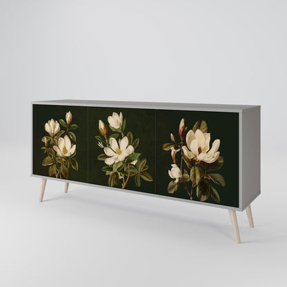 FLORAL NOIR 3-Door Sideboard in Grey Finish