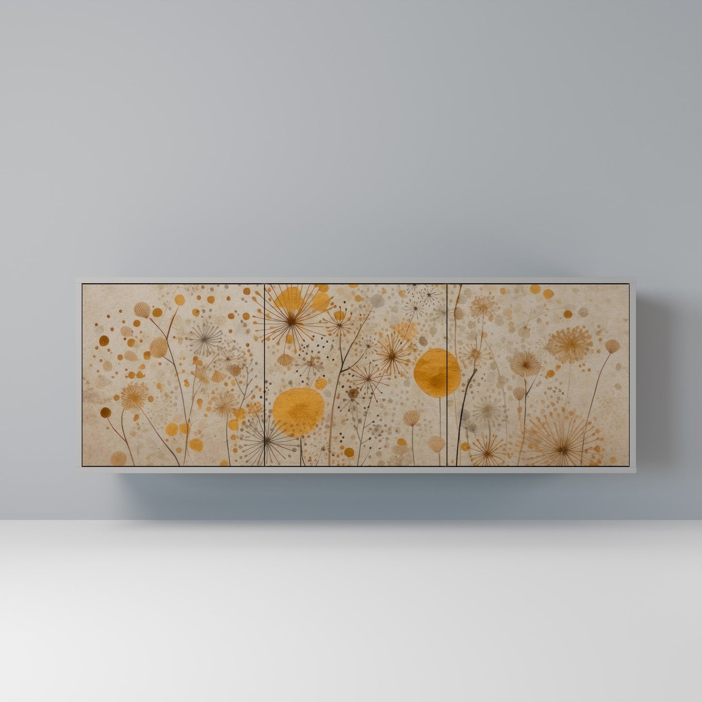 MORNING GLADE 3-Door Sideboard in Grey Finish