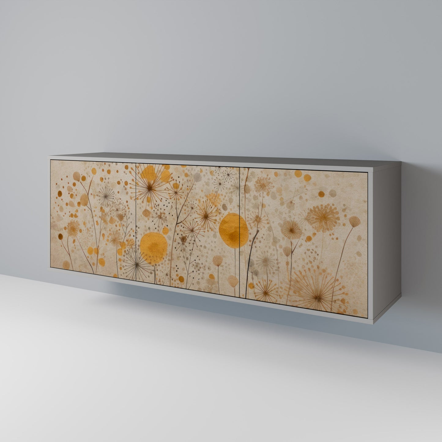 MORNING GLADE 3-Door Sideboard in Grey Finish