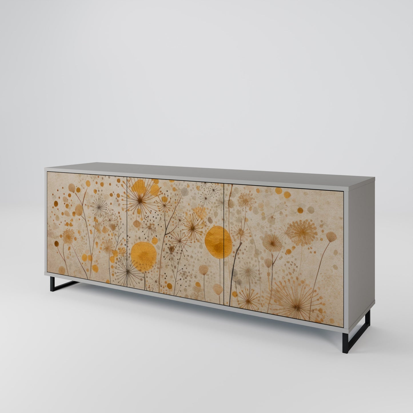 MORNING GLADE 3-Door Sideboard in Grey Finish