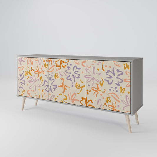 SPRING WHIMSY 3-Door Sideboard in Grey Finish