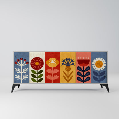 SCANDIC FLOWERET 3-Door Sideboard in Grey Finish