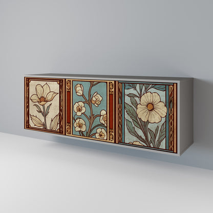 TIMELESS FLORA Buffet 3 Portes Finition Grise
