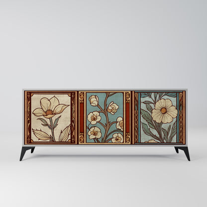 TIMELESS FLORA Buffet 3 Portes Finition Grise