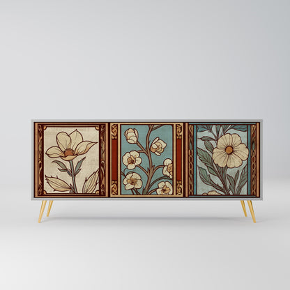 TIMELESS FLORA Buffet 3 Portes Finition Grise