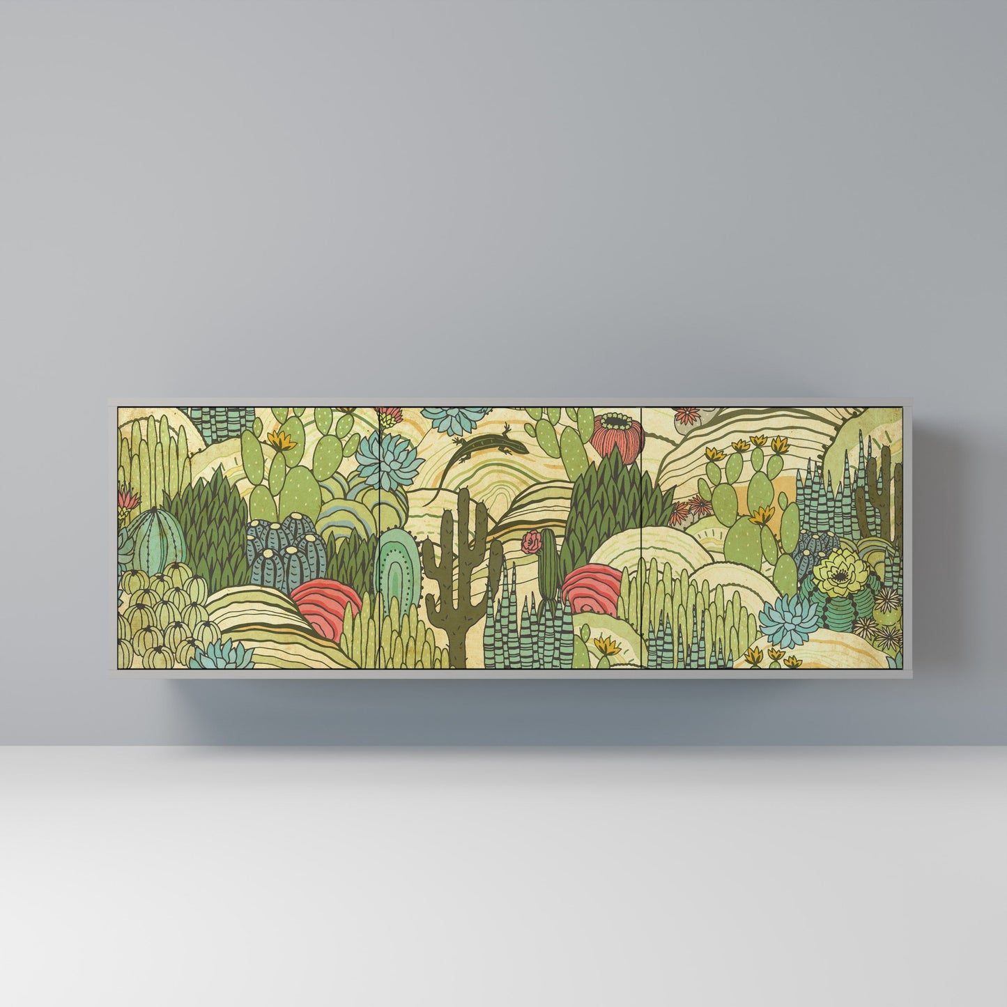 SUCCULENTS KALEIDOSCOPE Buffet 3 Portes Finition Grise