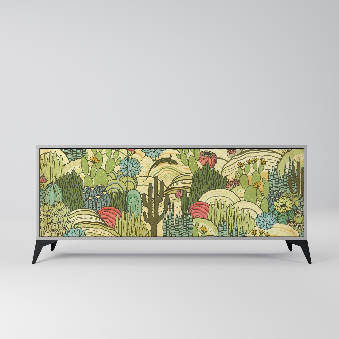 SUCCULENTS KALEIDOSCOPE Buffet 3 Portes Finition Grise