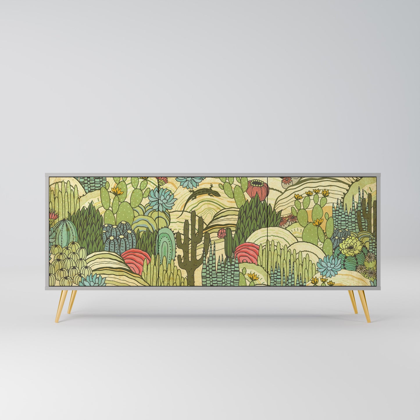 SUCCULENTS KALEIDOSCOPE Buffet 3 Portes Finition Grise