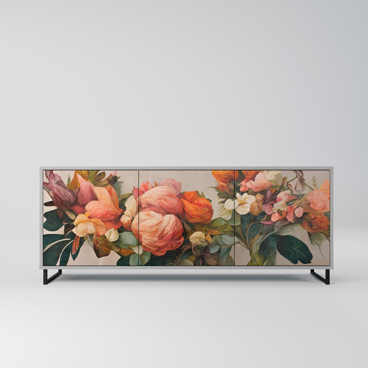 STYLISH BEAUTY Buffet 3 Portes Finition Grise