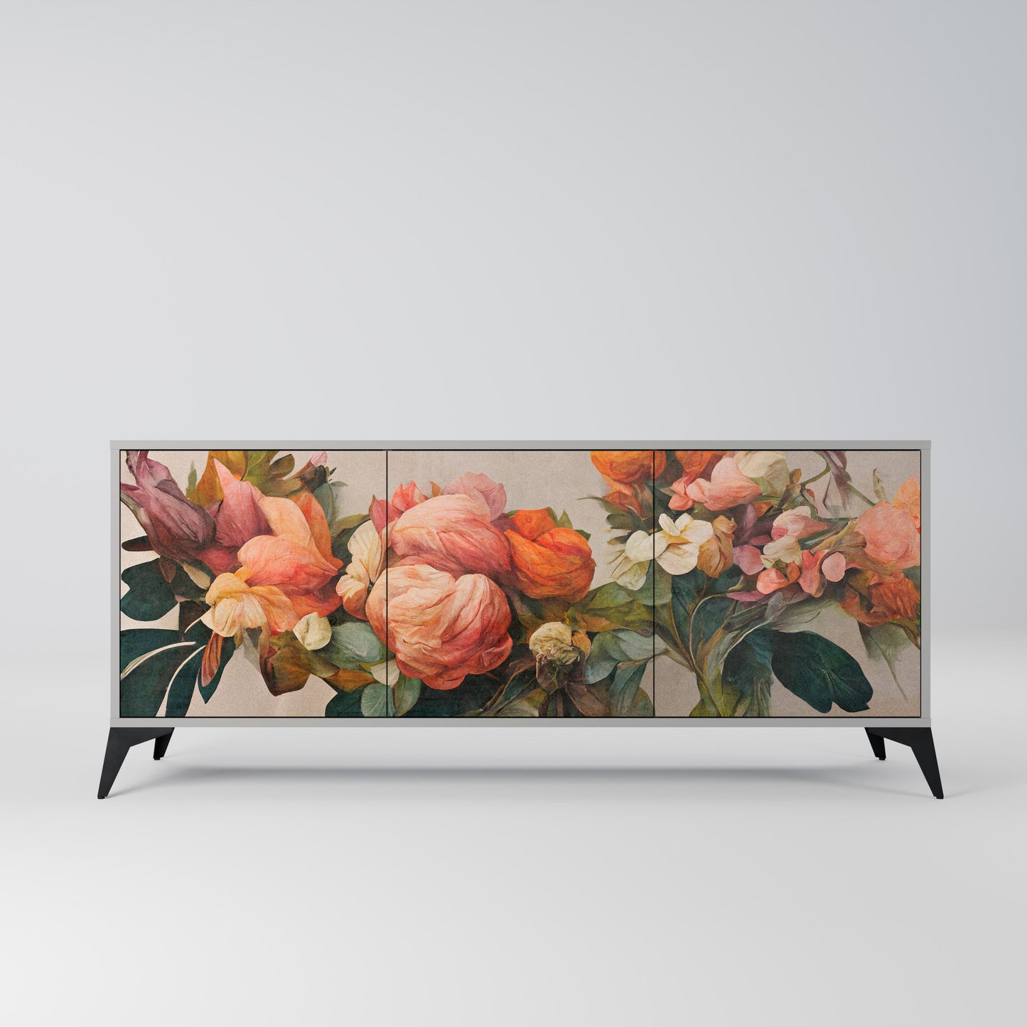 STYLISH BEAUTY Buffet 3 Portes Finition Grise