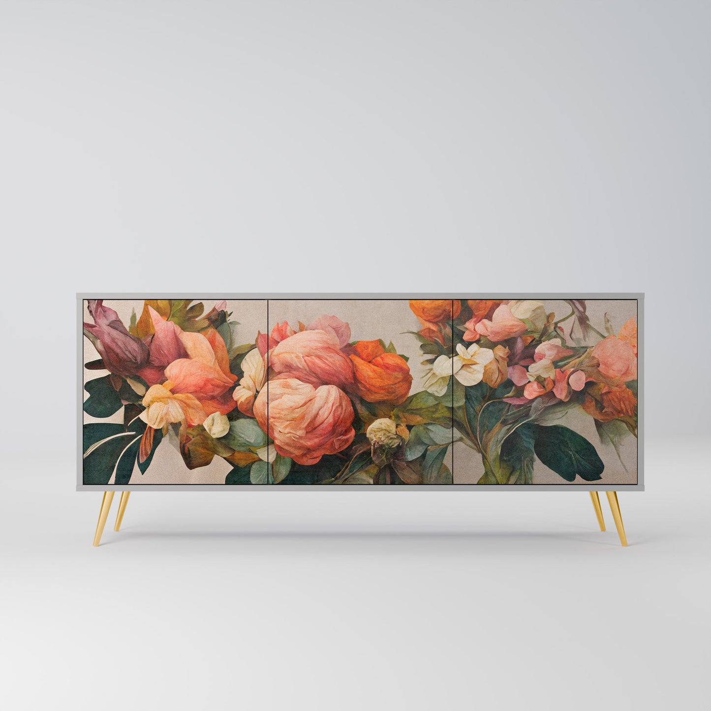 STYLISH BEAUTY Buffet 3 Portes Finition Grise