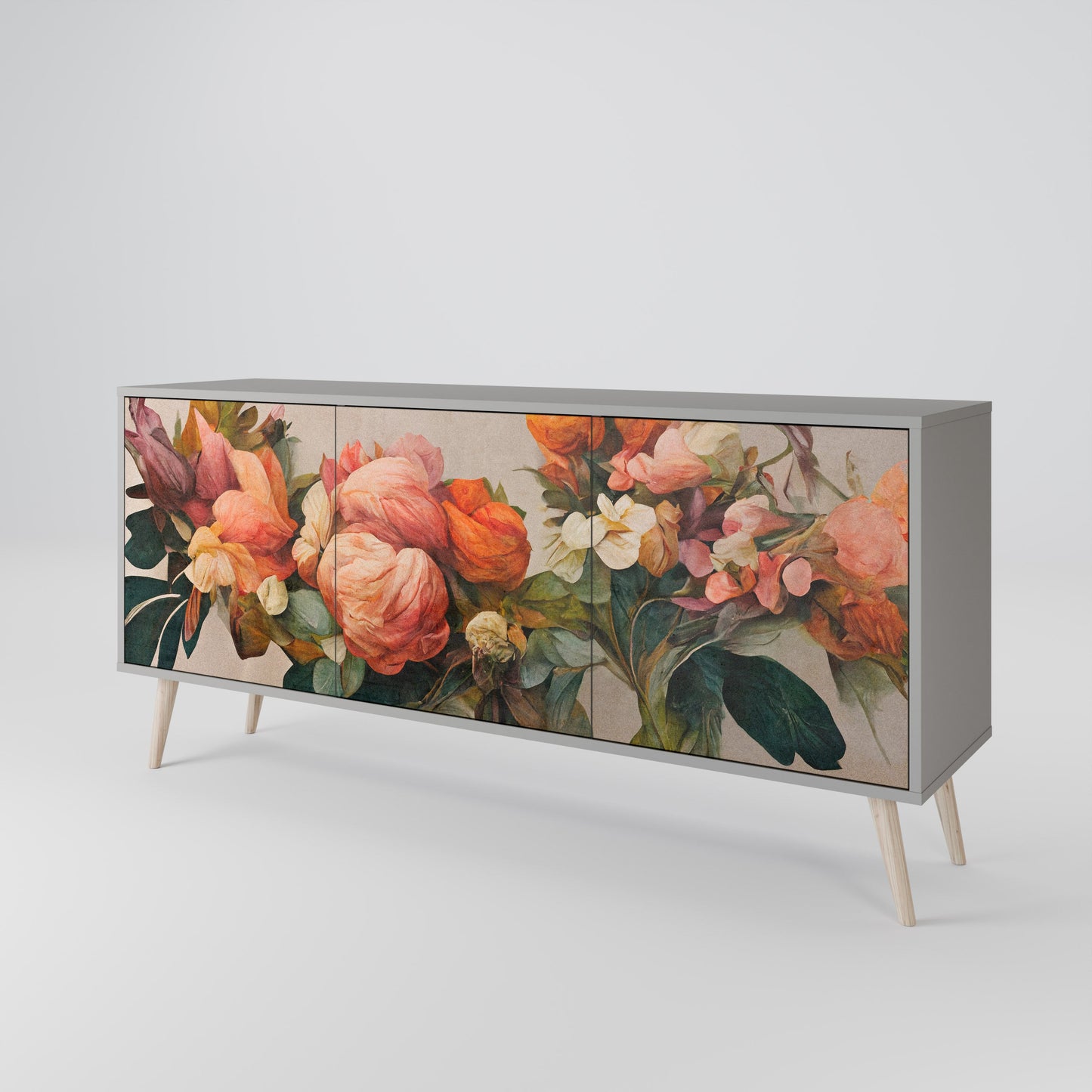STYLISH BEAUTY Buffet 3 Portes Finition Grise
