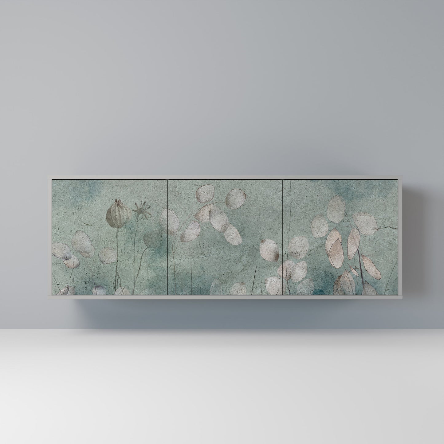 NIGHT LADY 3-Door Sideboard in Grey Finish