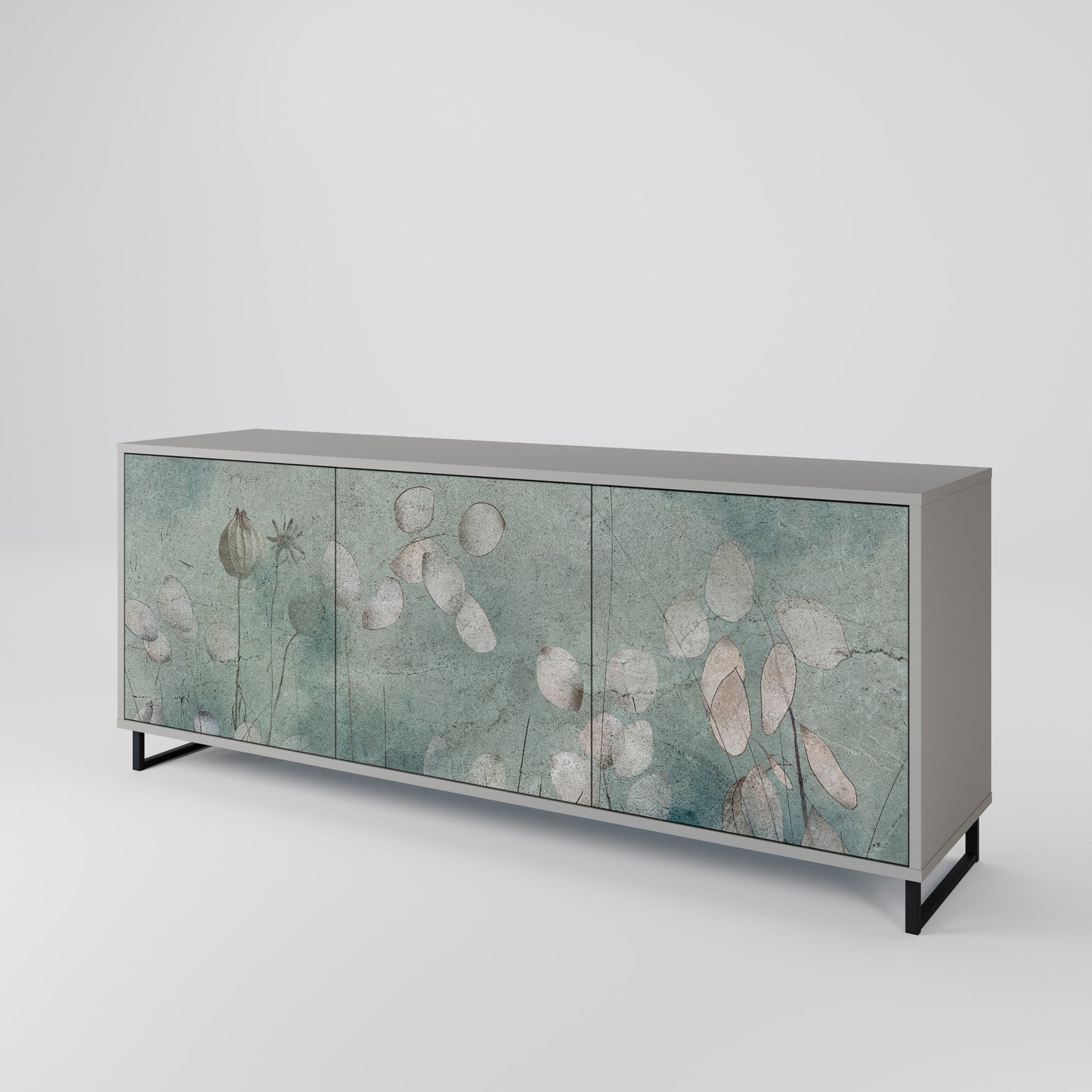 NIGHT LADY 3-Door Sideboard in Grey Finish