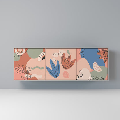 PASTEL DESTINY Buffet 3 Portes Finition Grise