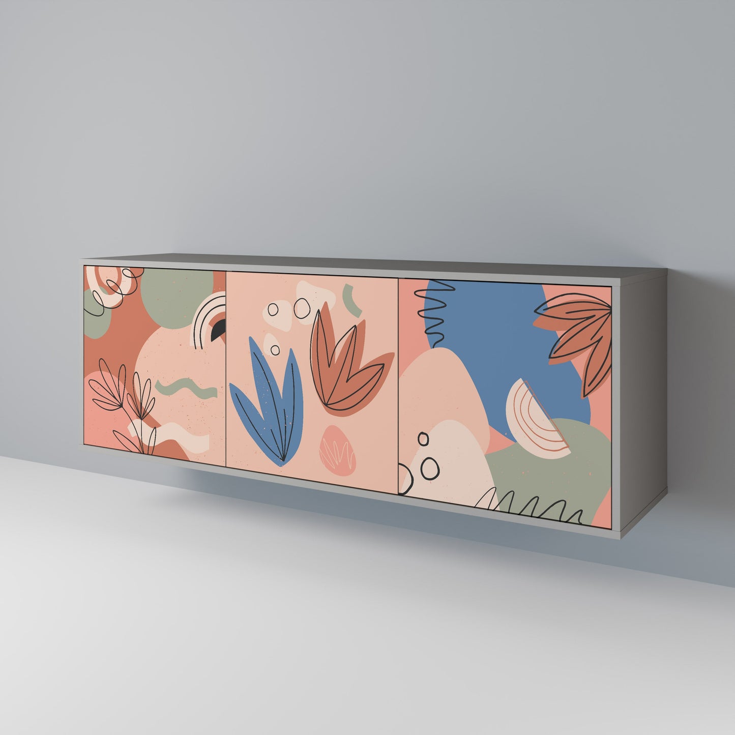 PASTEL DESTINY Buffet 3 Portes Finition Grise