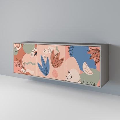 PASTEL DESTINY Buffet 3 Portes Finition Grise