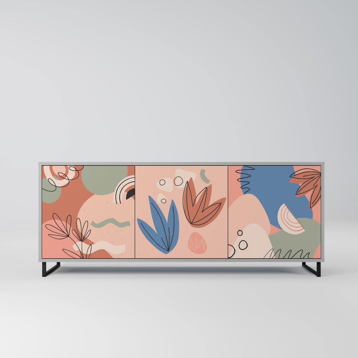 PASTEL DESTINY Buffet 3 Portes Finition Grise