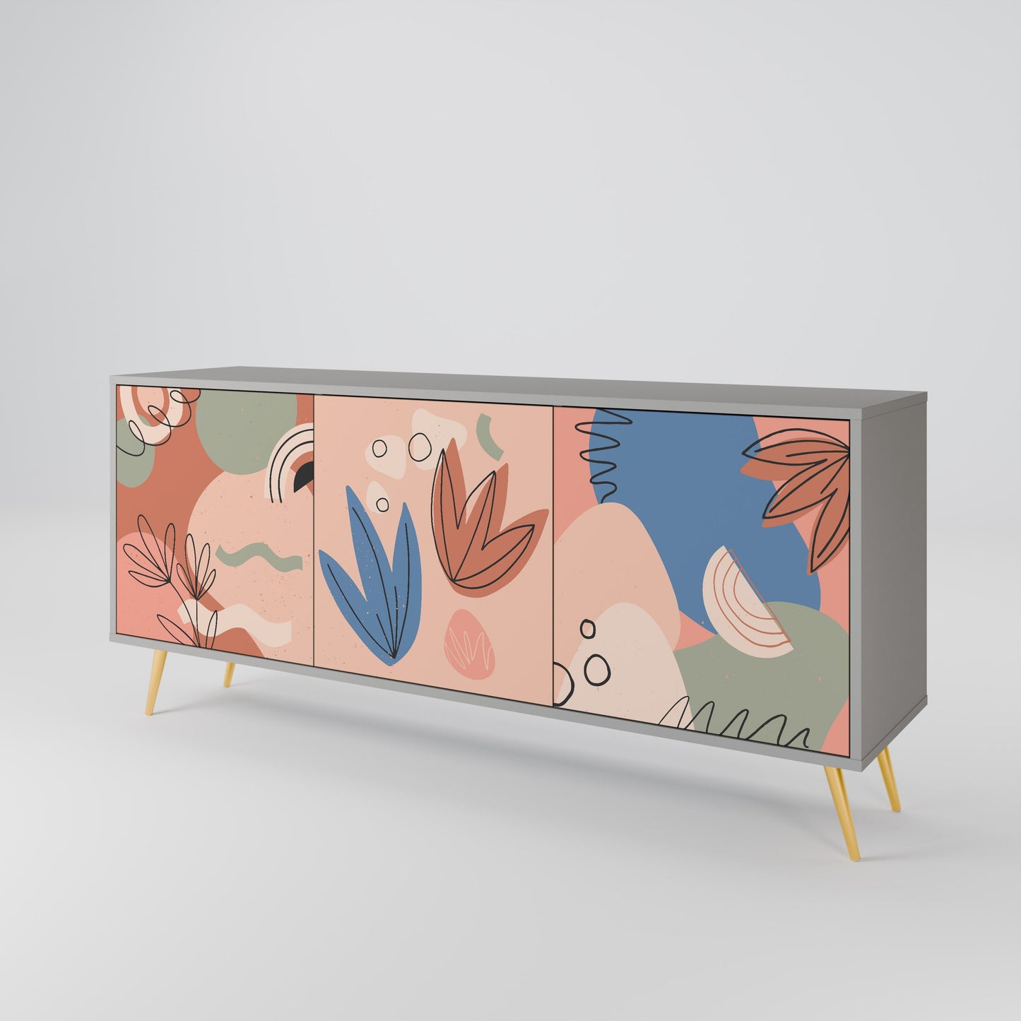 PASTEL DESTINY Buffet 3 Portes Finition Grise