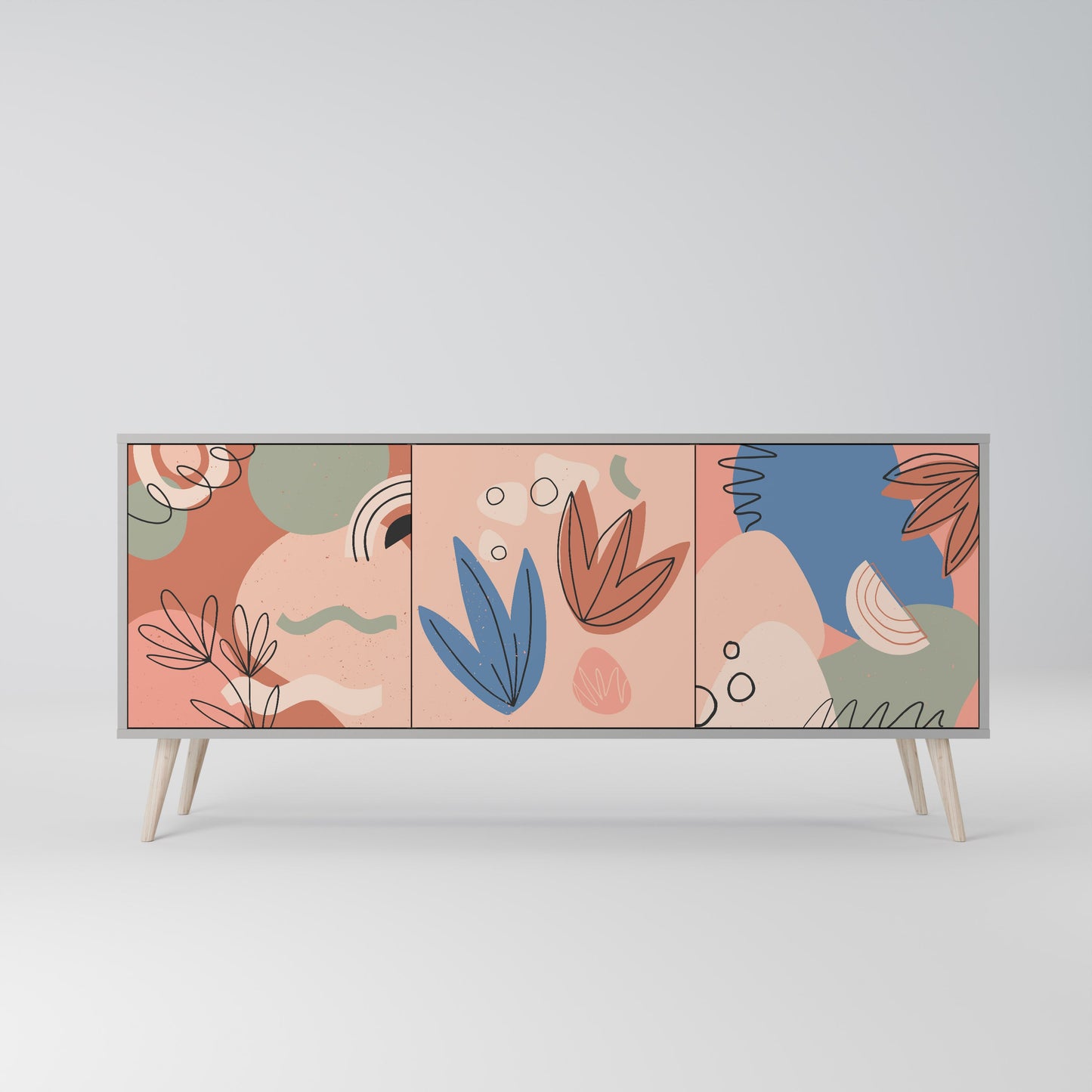 PASTEL DESTINY Buffet 3 Portes Finition Grise