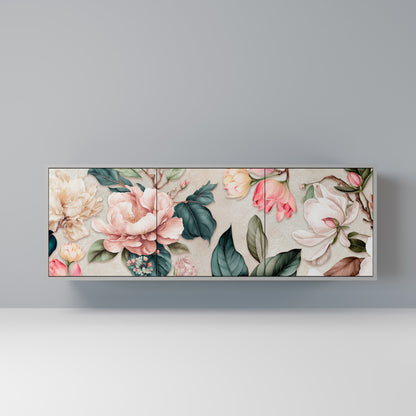 FLORAL GRACE Buffet 3 Portes Finition Grise