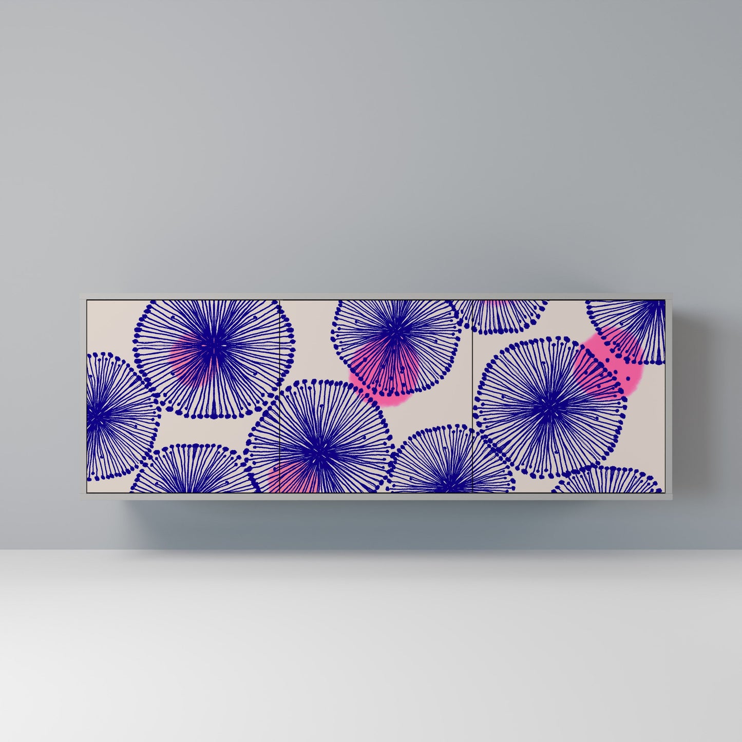 MAGIC NATURE Buffet 3 Portes Finition Grise